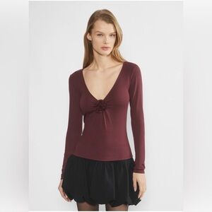 Aritzia Wilfred Burgundy Long Sleeve Top XS